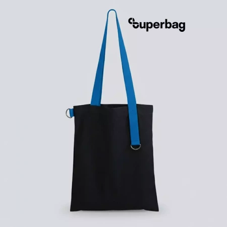 Шоппер Superbag black (чёрный с голубым)
