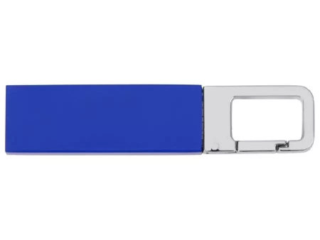 Флеш-карта USB 2.0 16 Gb с карабином Hook, синий/серебристый