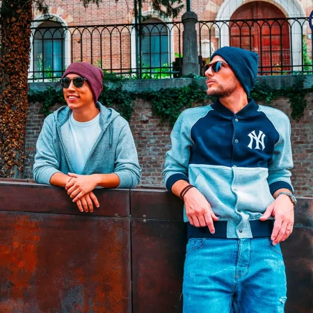 Шапка вязаная  двойная "Wind", с отворотом_коралловый,100% акрил 