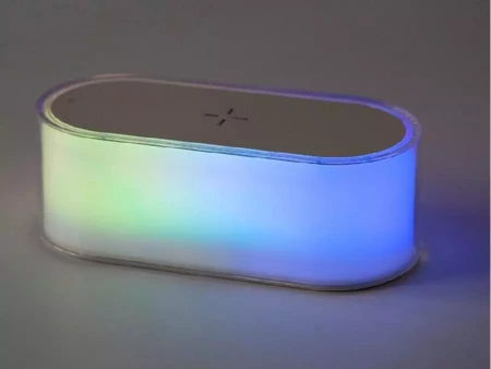 Ночник с беспроводной зарядкой и RGB подсветкой Miracle, 15 Вт, белый