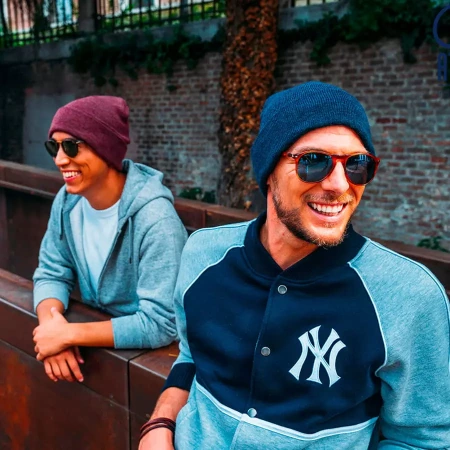 Шапка вязаная  двойная "Wind", с отворотом_коричневый,100% акрил 