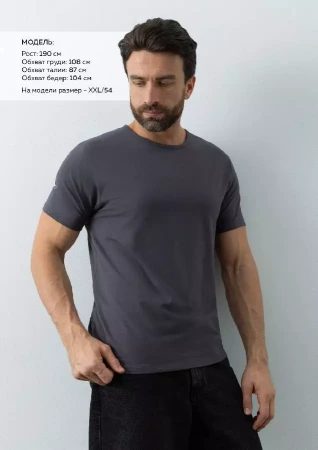 Футболка мужская STAN хлопок/эластан 180, 37, Тёмно-серый,  (100/1)  (56/XXXL)