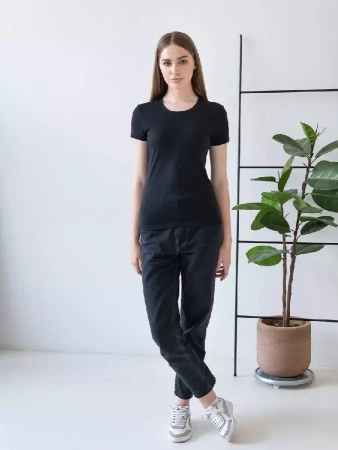 Футболка женская STAN хлопок 150, 02W, Чёрный,  (20)  (52/XXL)