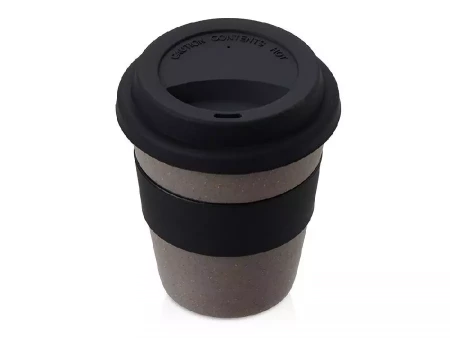 Стакан с силиконовой крышкой Cafe, черный