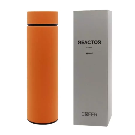 Термос Reactor софт-тач с датчиком температуры (оранжевый)